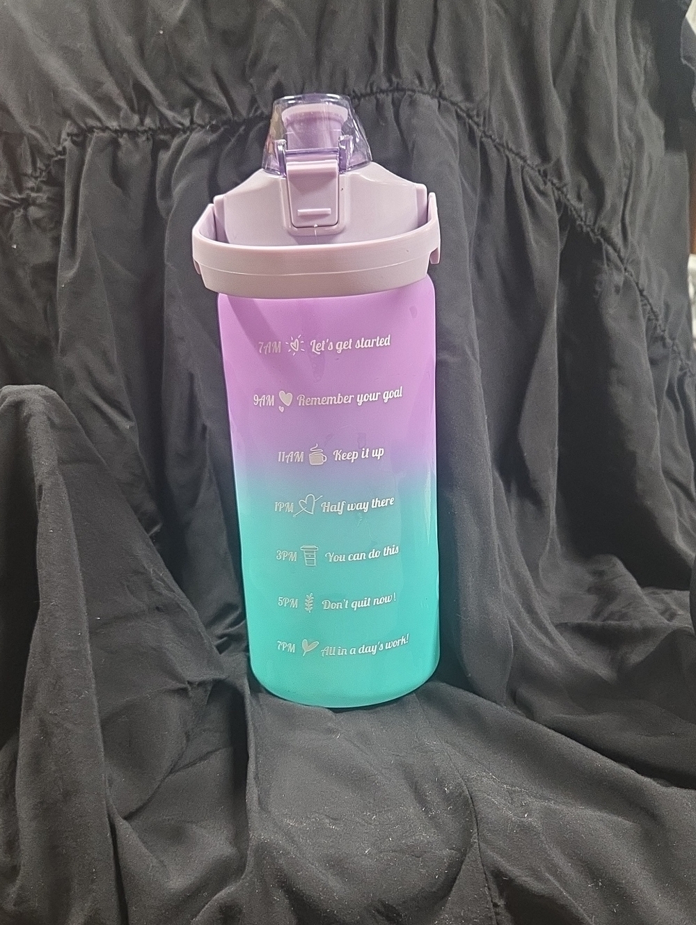 Motivational Gradient Water Bottle - Purple & Teal
